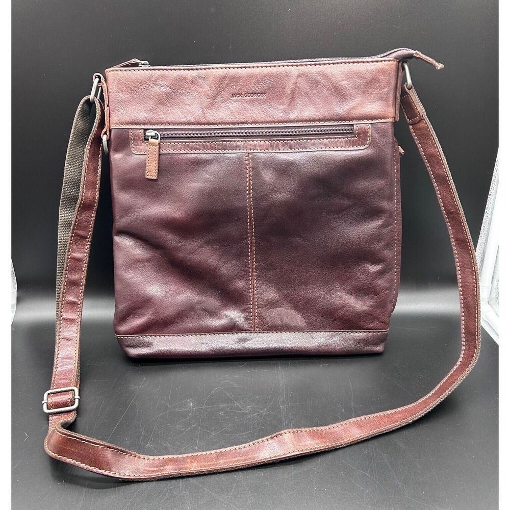 Jack Georges Voyager‎ City Leather Crossbody Bag Brown Handbag Purse